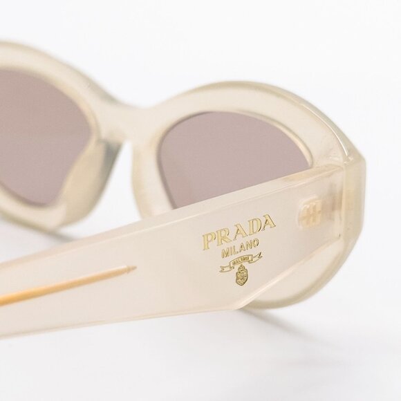 NEW PRADA SUNGLASSES, PRADA PR26ZS 12V4I2 WOMEN OPAL MILK/BROWN OVAL PR 26ZS - Picture 6 of 10